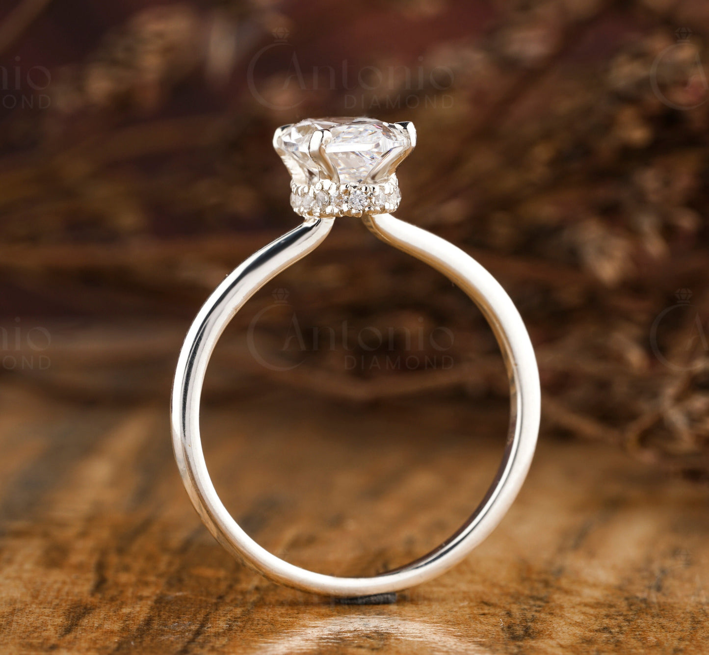 Marquise Cut Hidden Halo Lab Grown Diamond Ring