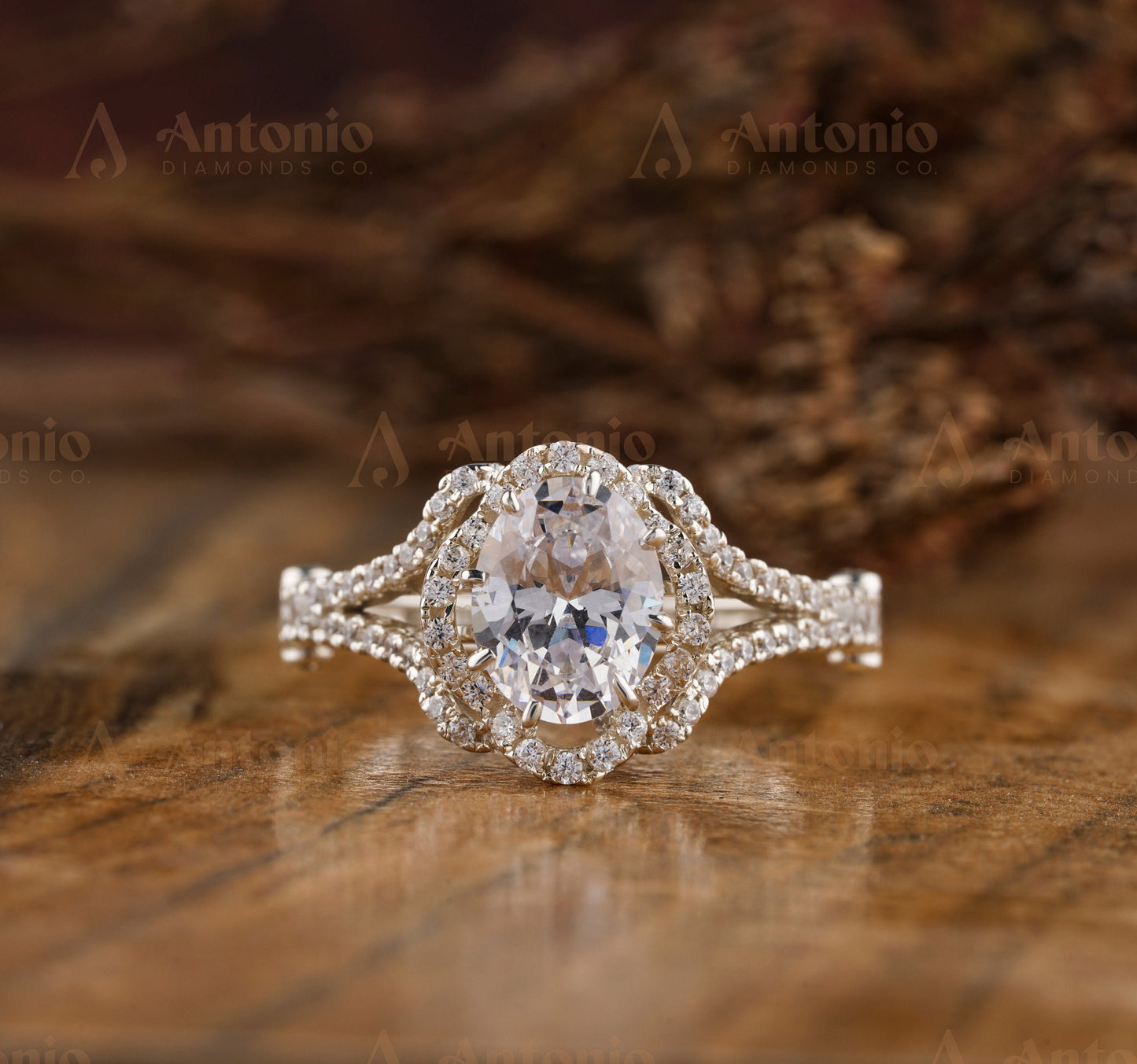 Oval CVD Halo Lab Grown Diamond Ring