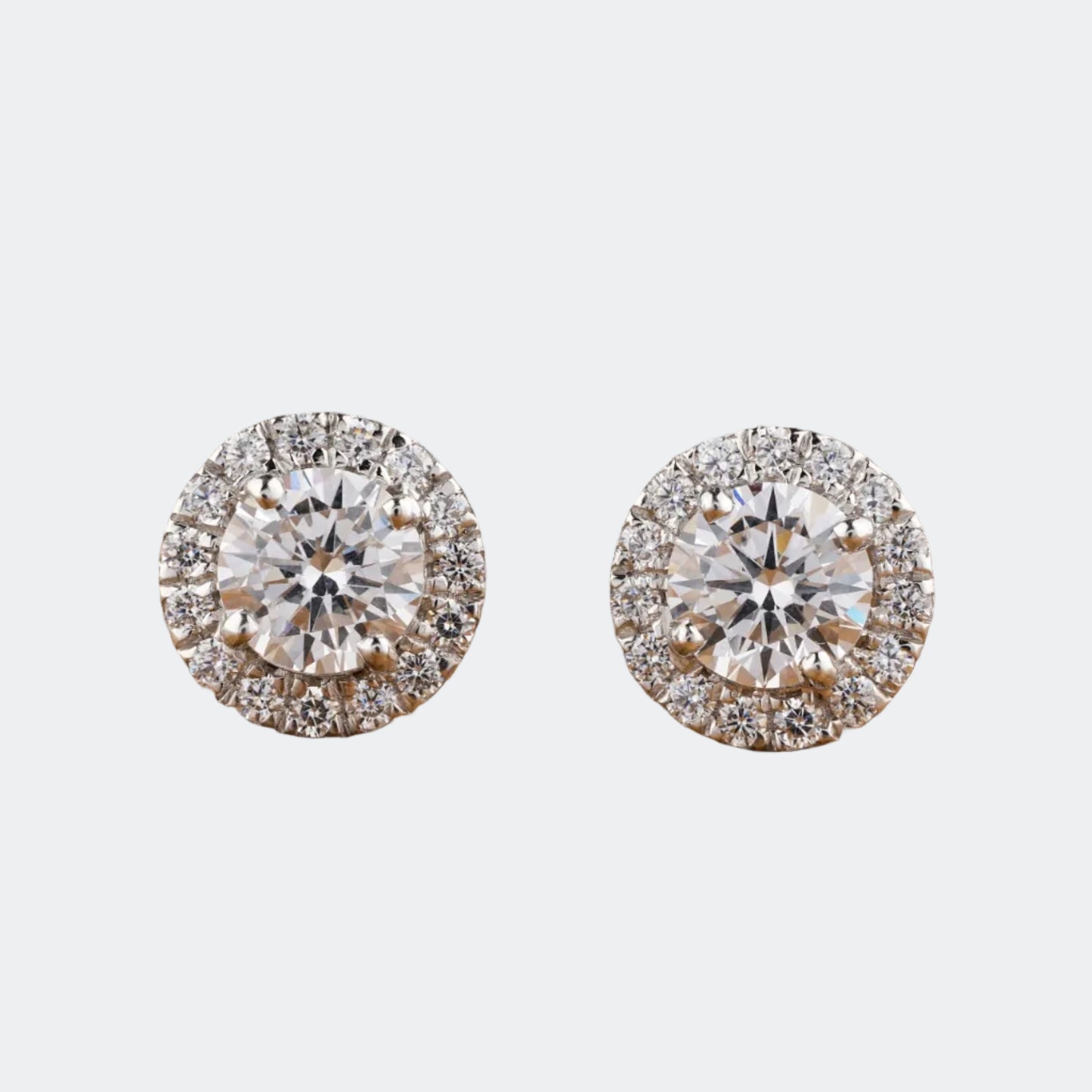 Round Lab Grown Diamond Halo Stud Earrings | Christmas Gift For Her | Antonio Jewels