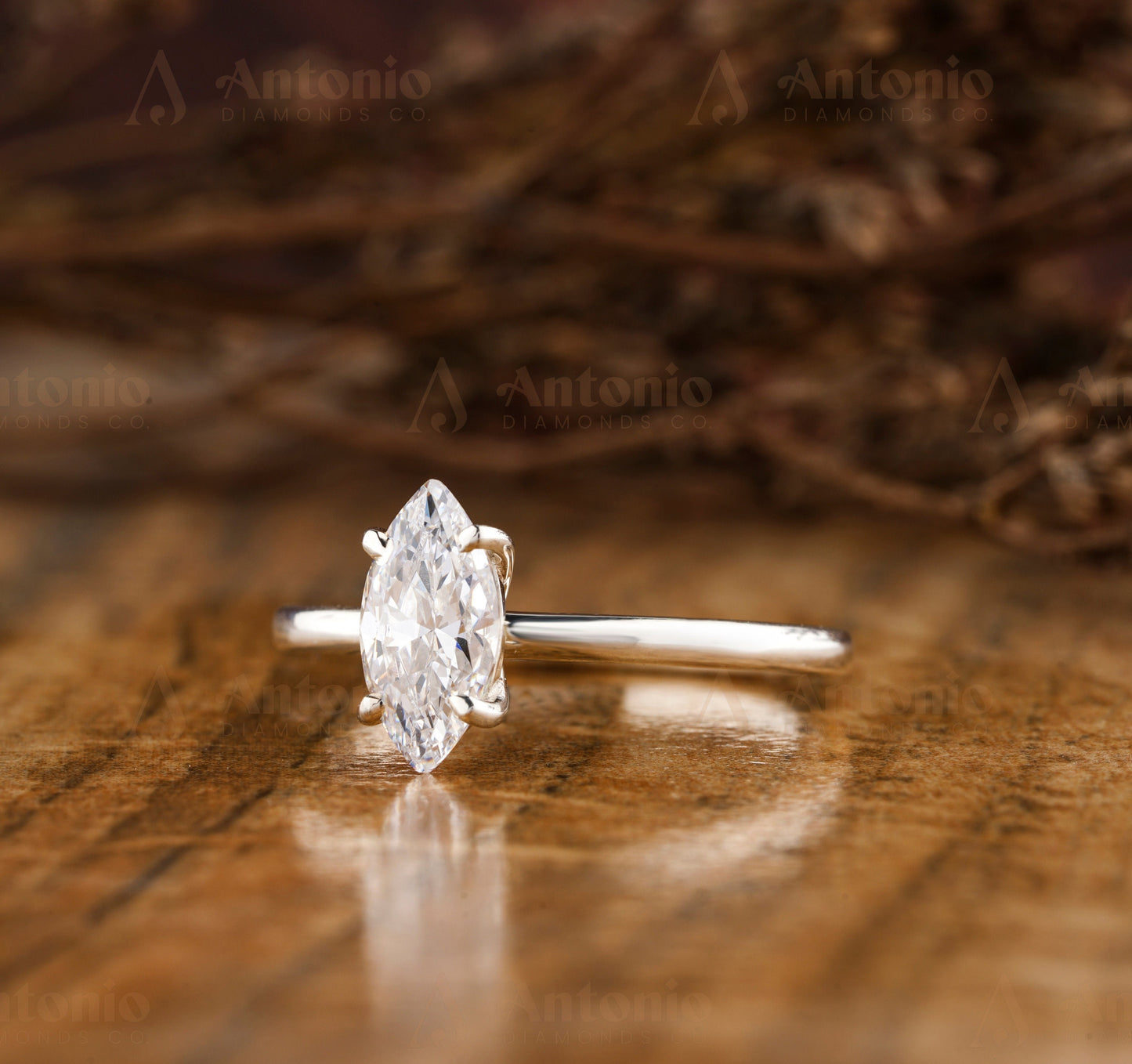 Marquise Cut Solitaire Diamond Ring
