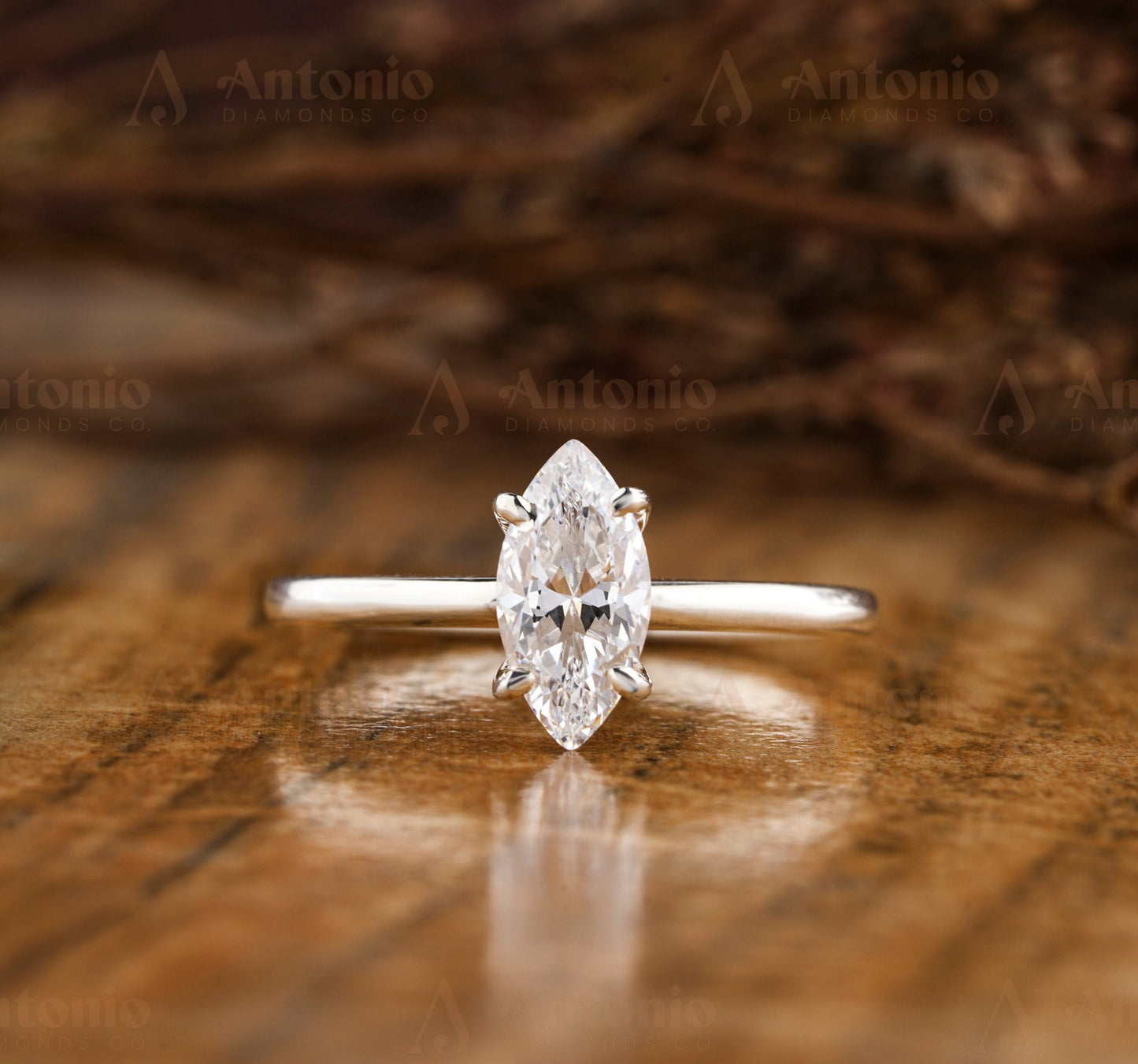 Marquise Cut Solitaire Diamond Ring