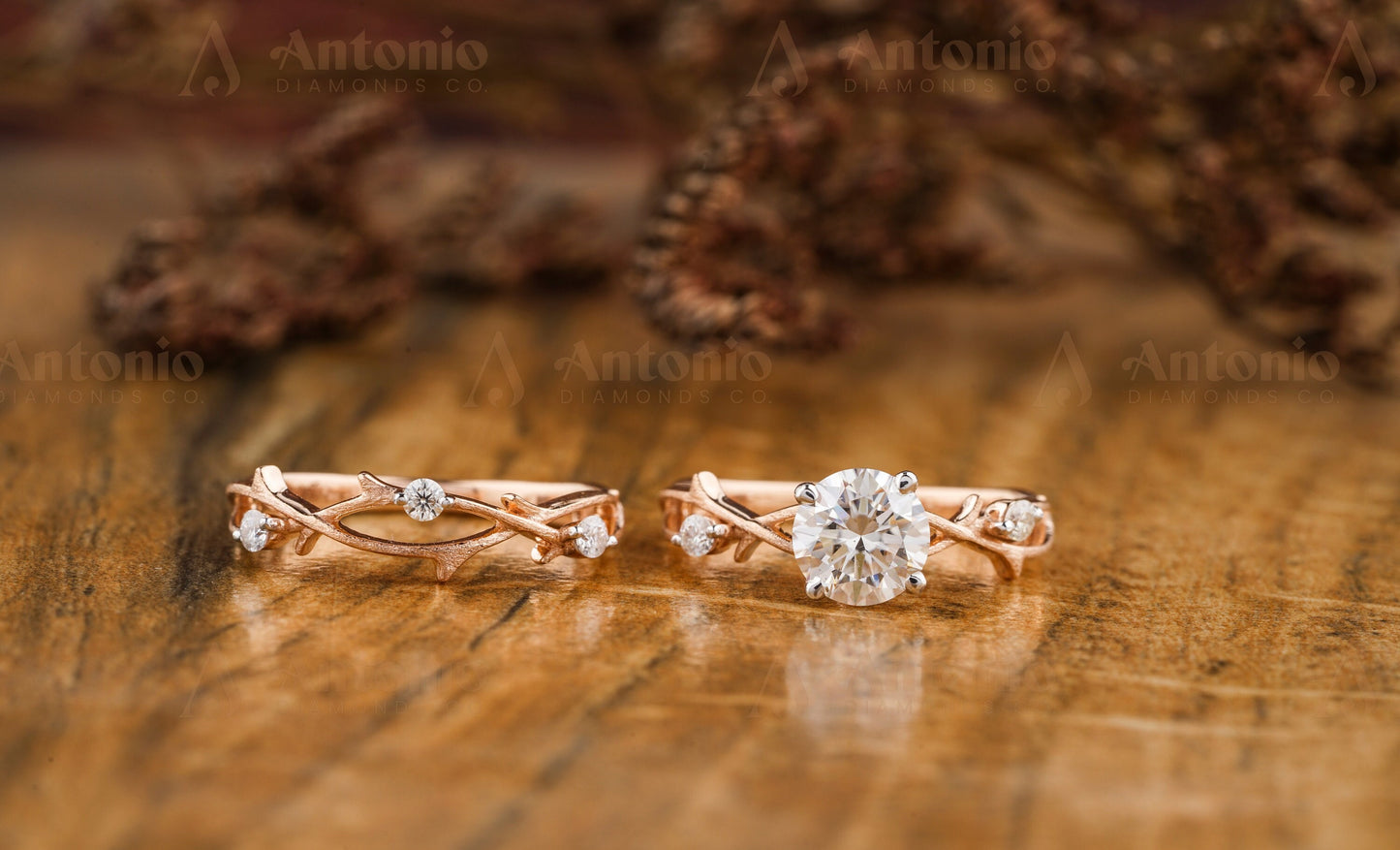 Branch Twig Nature Ring Bridal Set