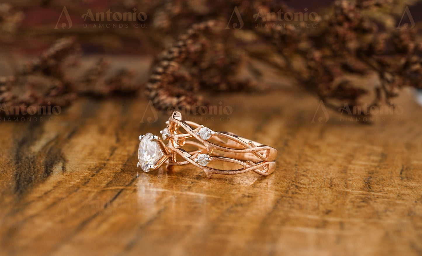 Branch Twig Nature Ring Bridal Set