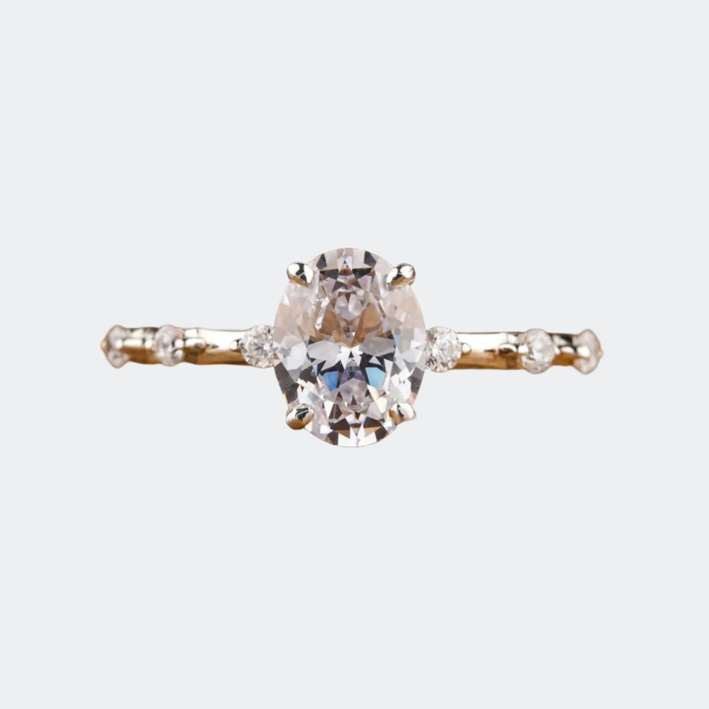 Oval Diamond Engagement Ring | Scattered Diamond Band | Antonio Jewels