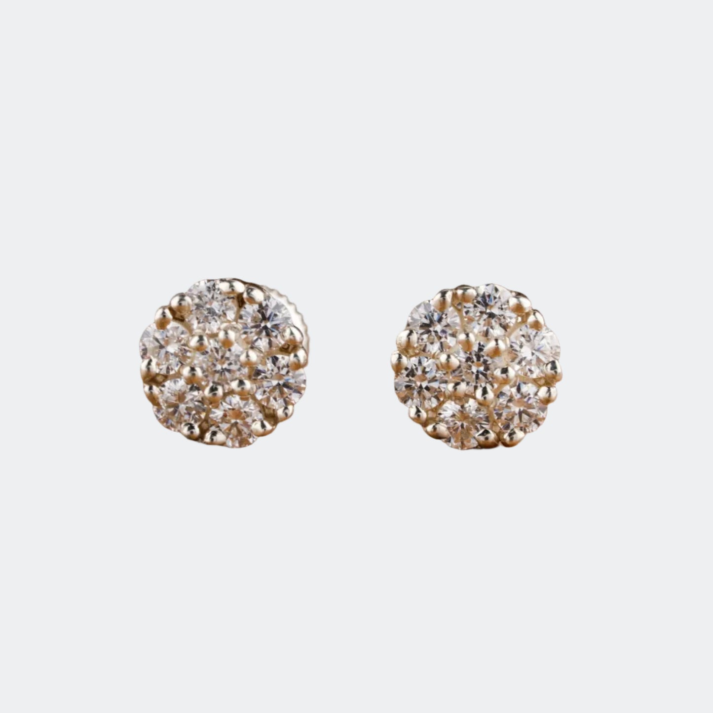 Dazzling Round Cluster Lab Grown Diamond Stud Earrings | Floral Design | Antonio Jewels