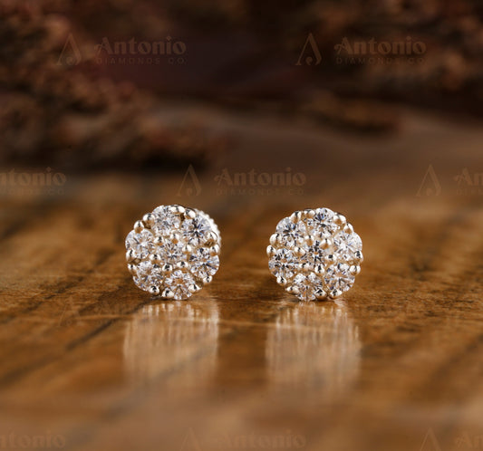 Round Halo Multi Small Lab Grown Diamond Earrings