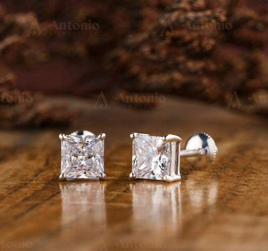 Lab Created Princess Diamond Earrings