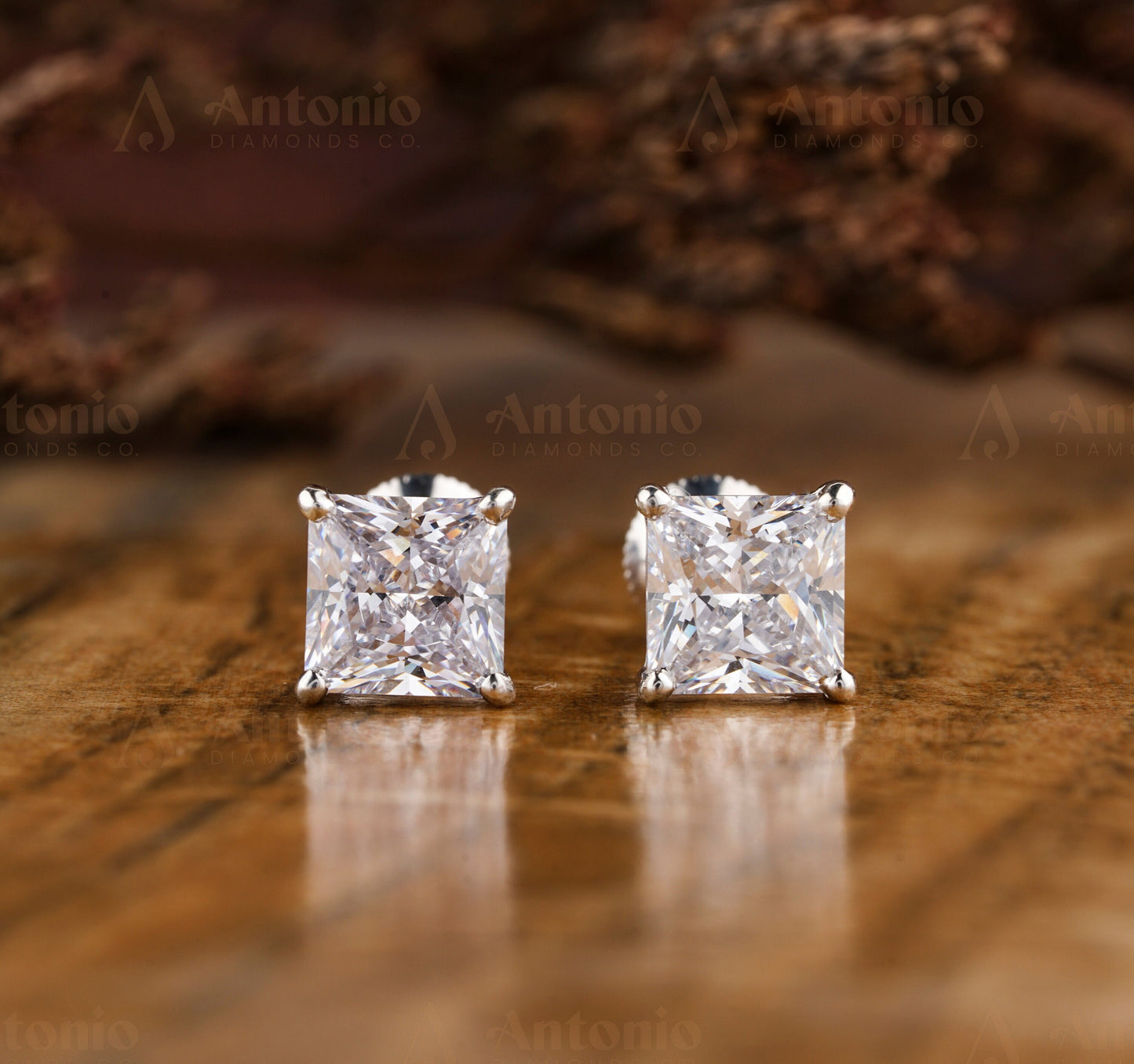 Lab Created Princess Diamond Earrings
