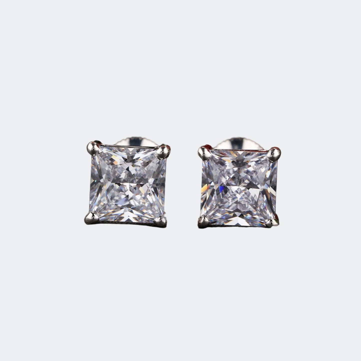 Princess Cut Halo Moissanite Studs | Timeless Glamour | Gift For Her