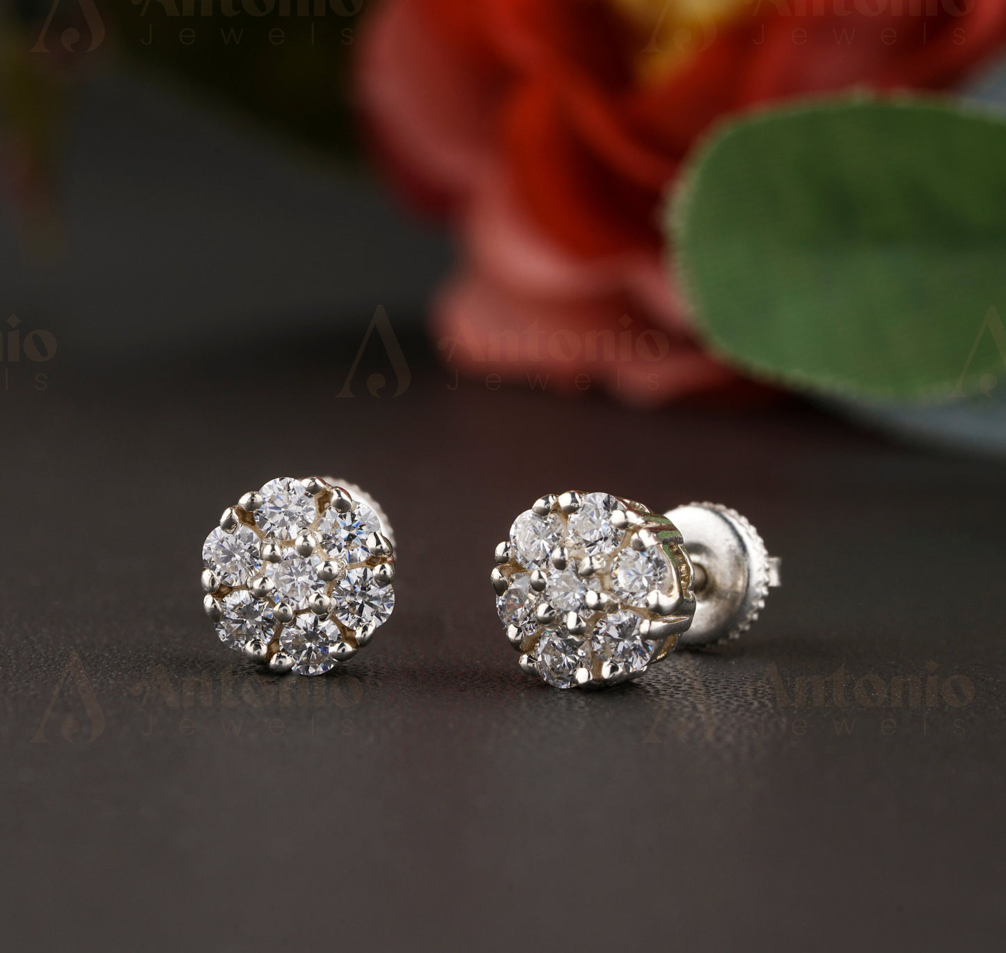 Halo Round Moissanite Stud Earrings