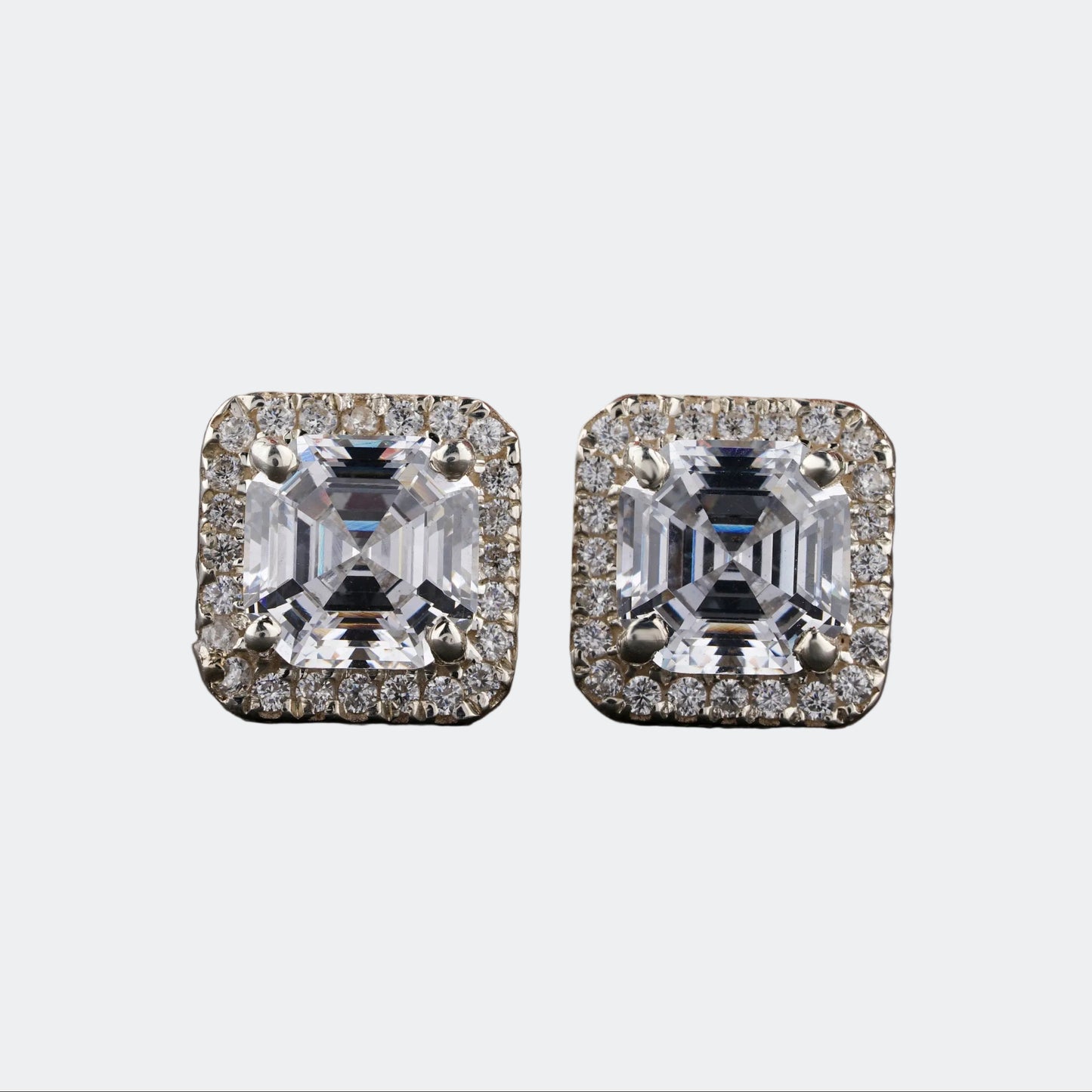 Asscher Cut Halo Moissanite Stud Earrings | Unforgettable Sparkle | Gift For Her