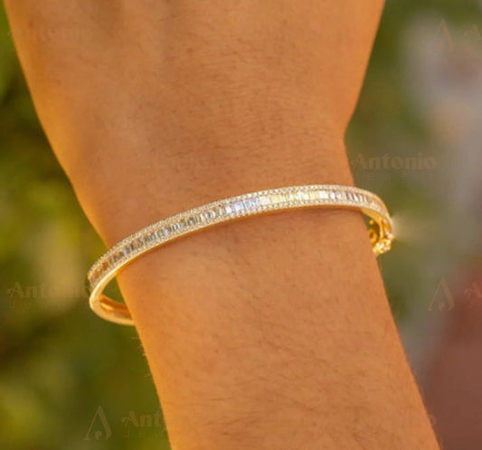 Baguette Moissanite Circle Tennis Diamond Bangle Bracelet