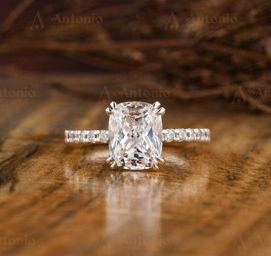 Cushion Cut Half Eternity Lab Grown Diamond Ring