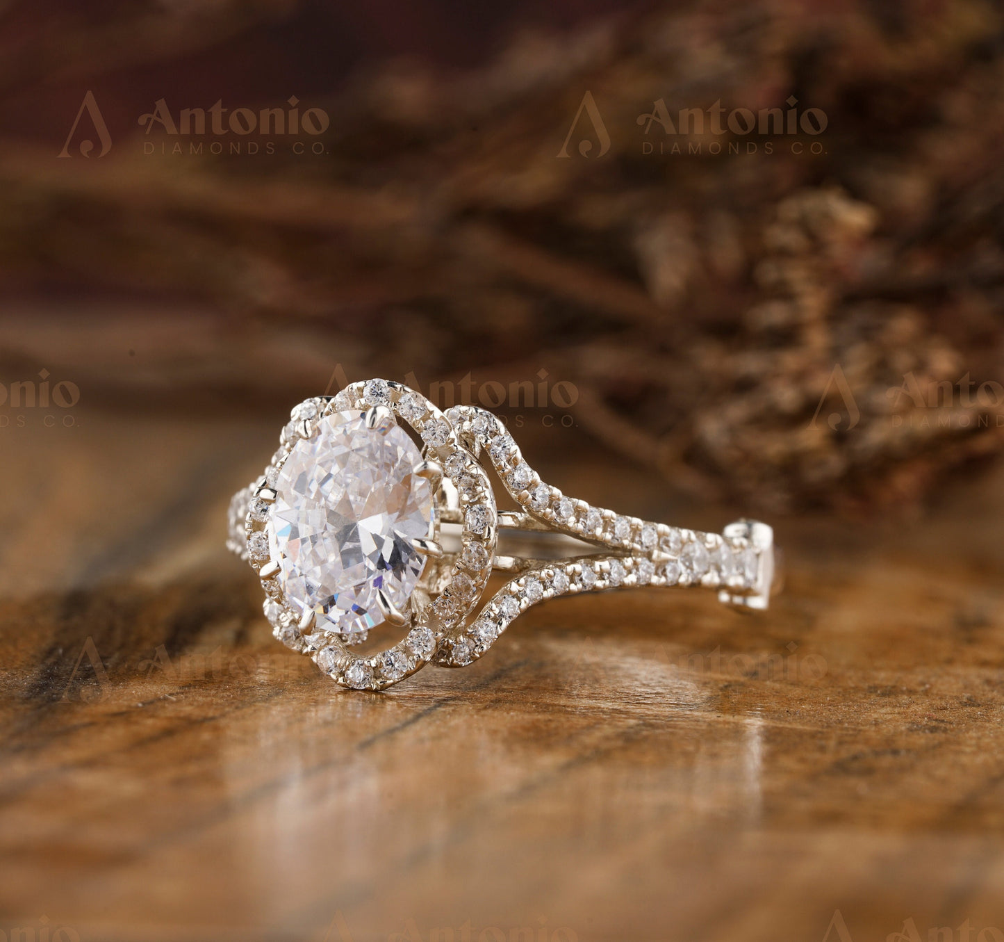 Oval CVD Halo Lab Grown Diamond Ring