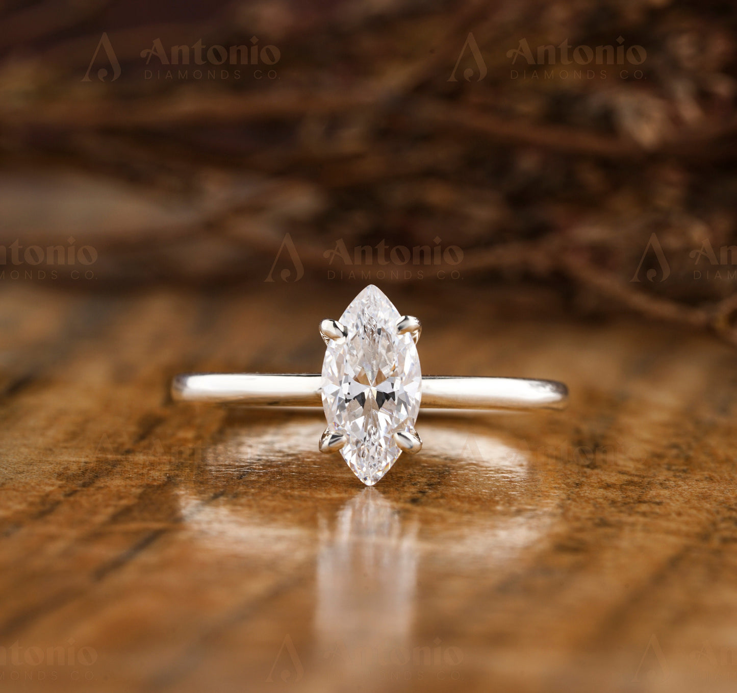 Marquise Cut Solitaire Diamond Ring