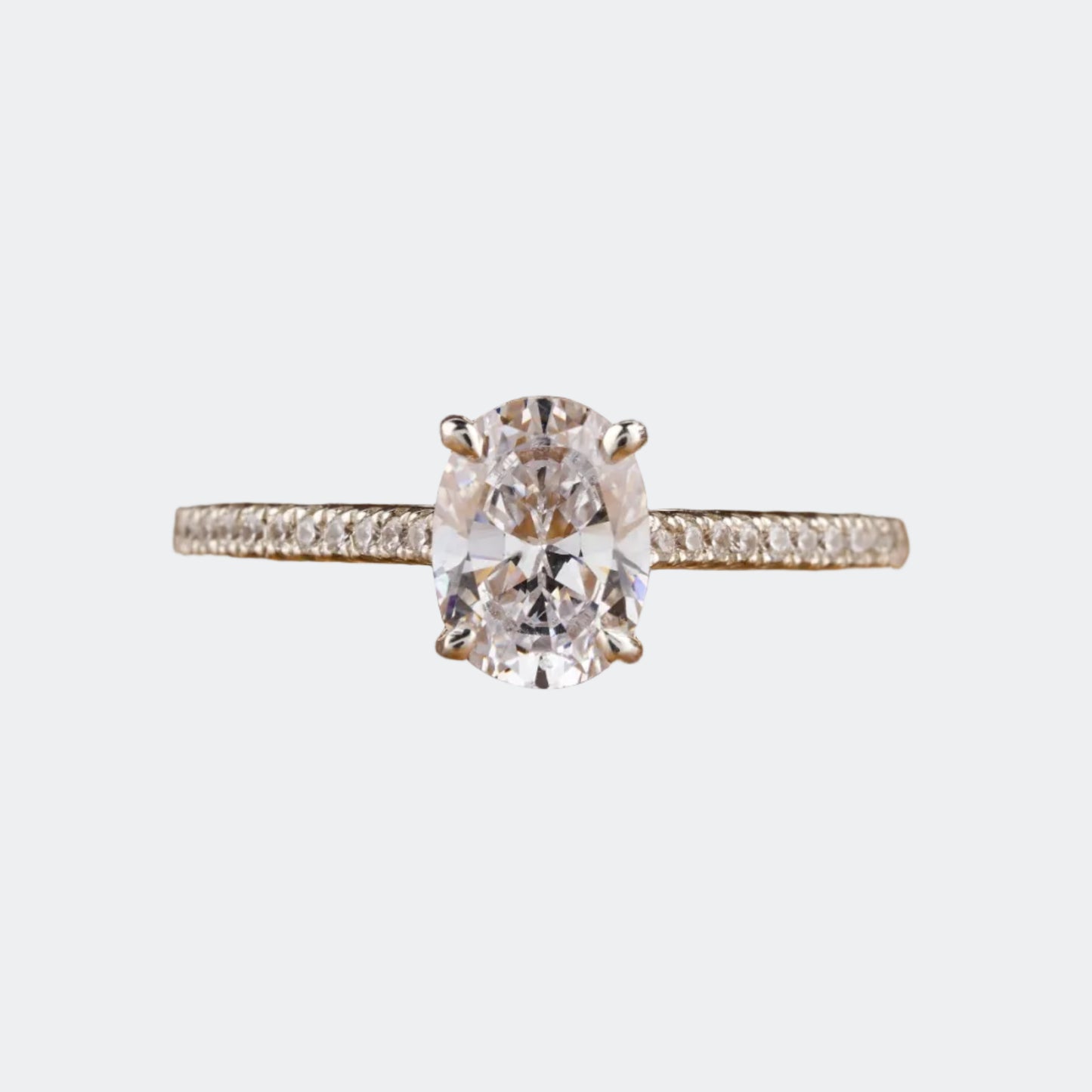 Oval Cut Diamond Engagement Ring | Pave Band | Antonio Jewels