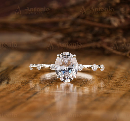 Minimalist Oval Lab Grown Diamond Ring