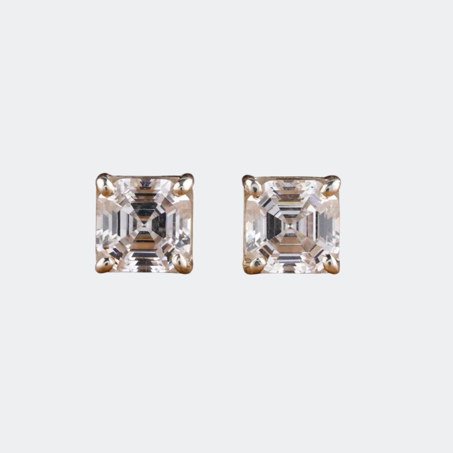 Asscher Cut Lab Grown Diamond Stud Earrings | 14K White Gold | Antonio Jewels