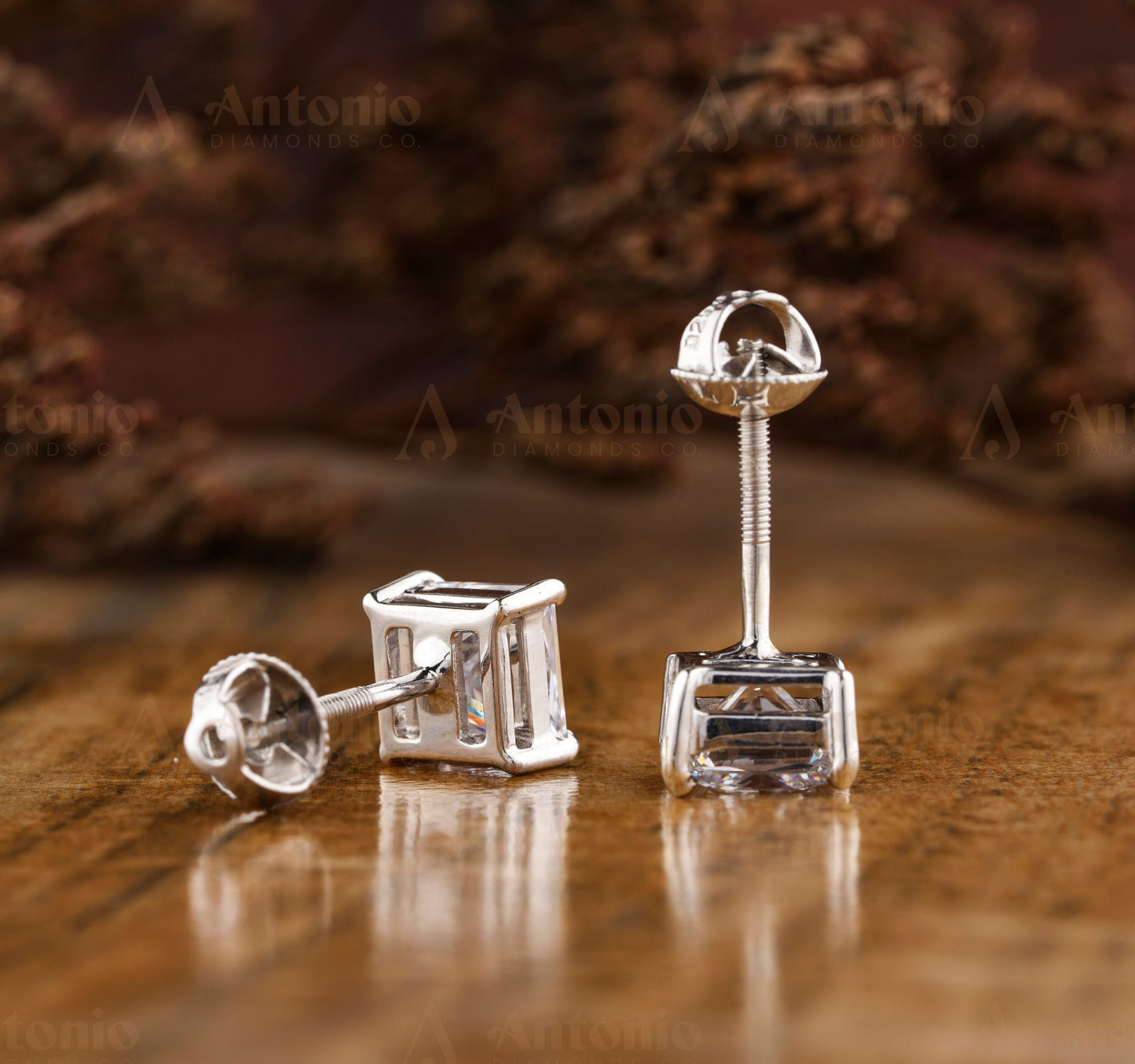 Lab Created Princess Diamond Earrings