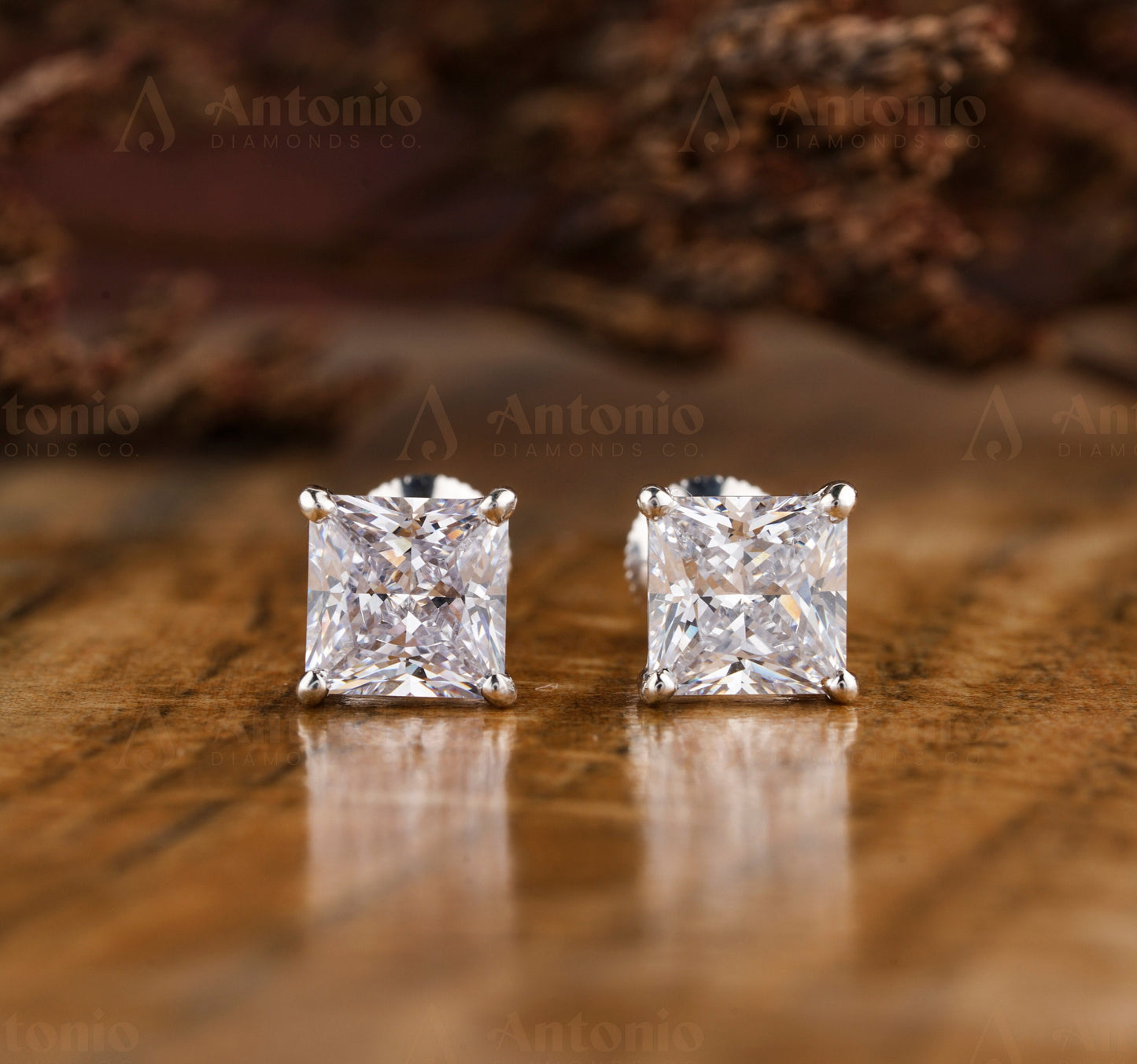 Lab Created Princess Diamond Earrings