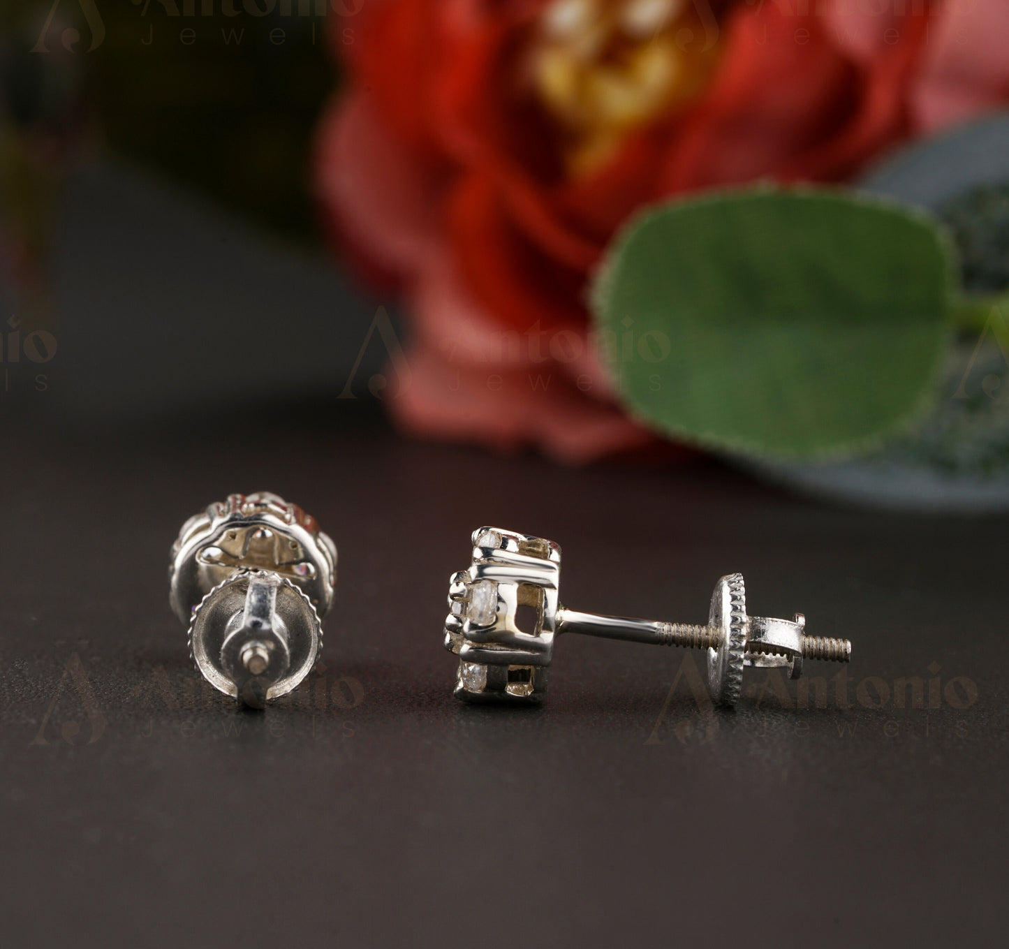 Halo Round Moissanite Stud Earrings