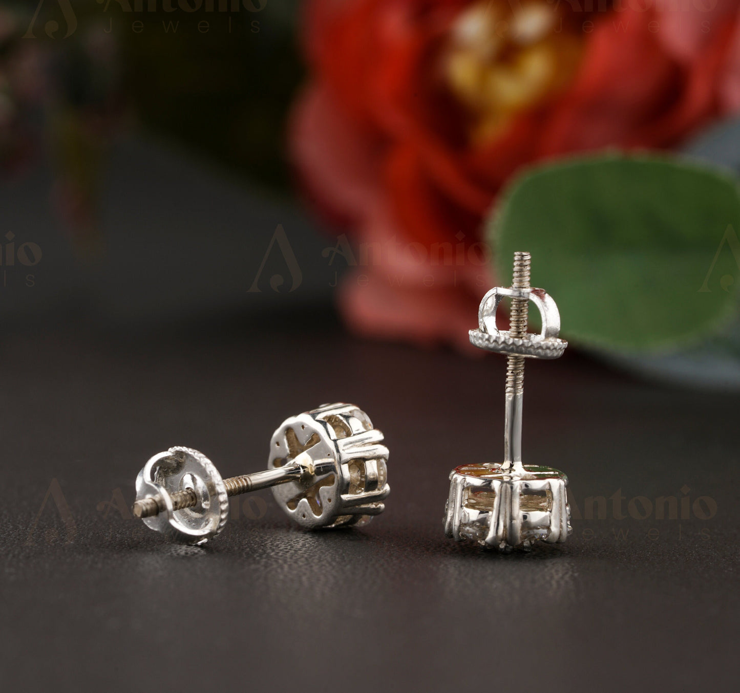 Halo Round Moissanite Stud Earrings