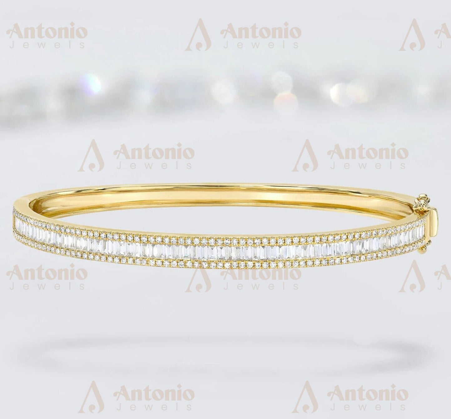 Baguette Moissanite Circle Tennis Diamond Bangle Bracelet