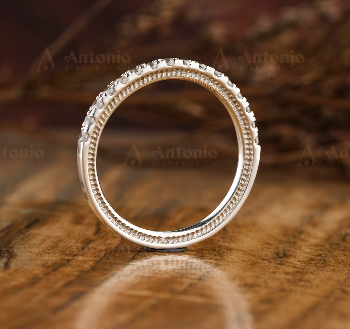 Round Cut Half Eternity Stackable Wedding Band