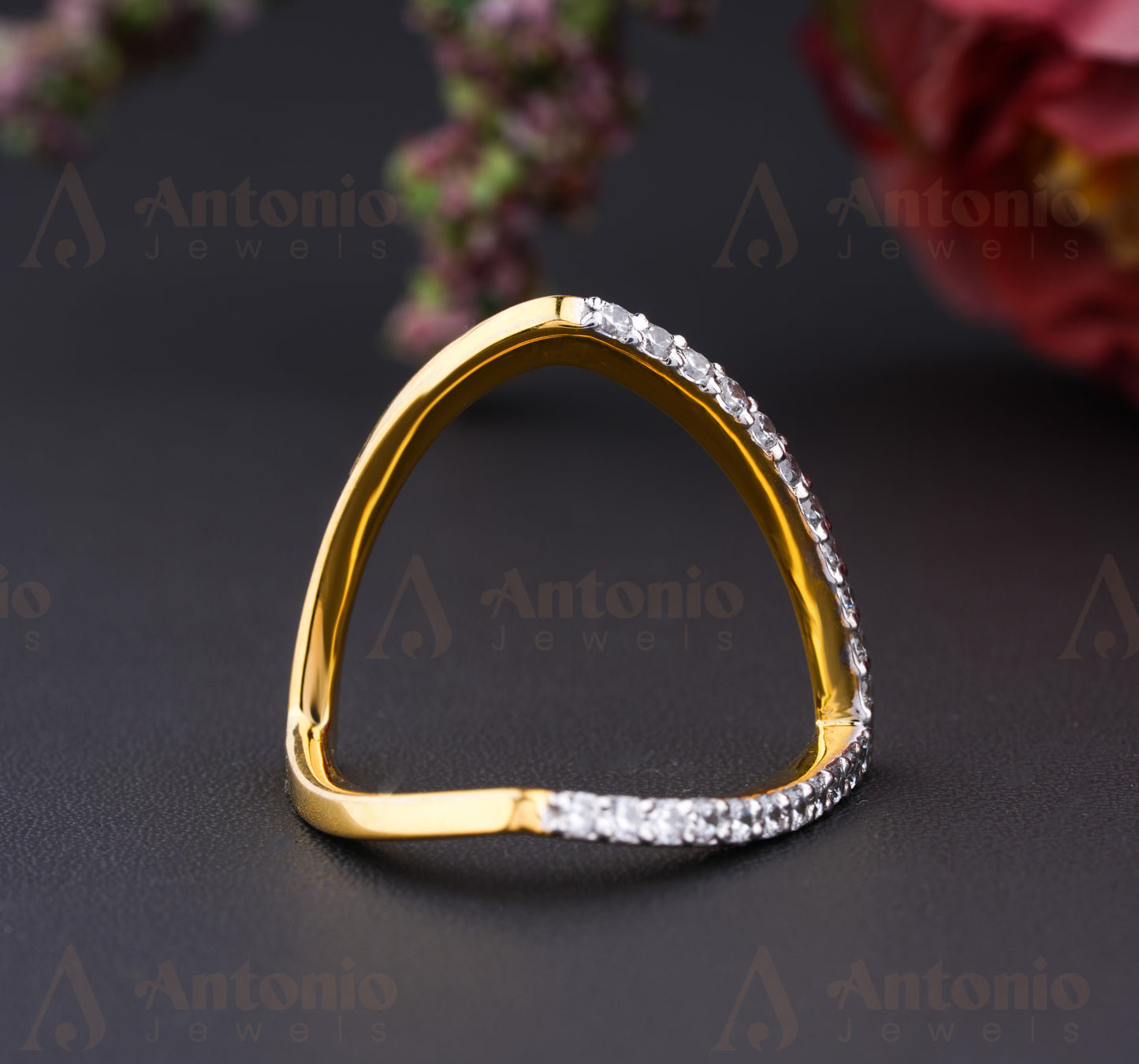Twisted Wedding Band, Round Moissanite Band, Gold Band For Her