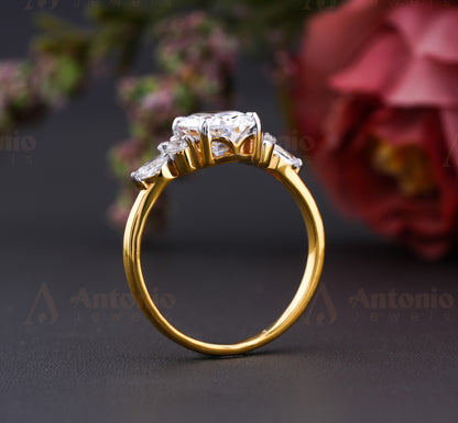 1.00 Carat Oval Cut Moissanite Engagement Ring In 14K Yellow Gold