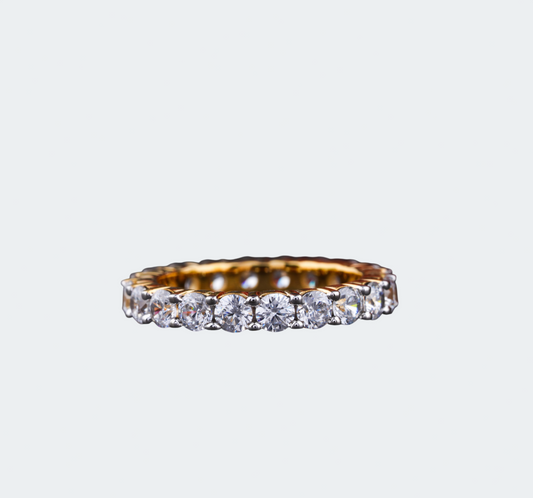Moissanite Eternity Band - Classic Gold Plated Wedding Ring for Women
