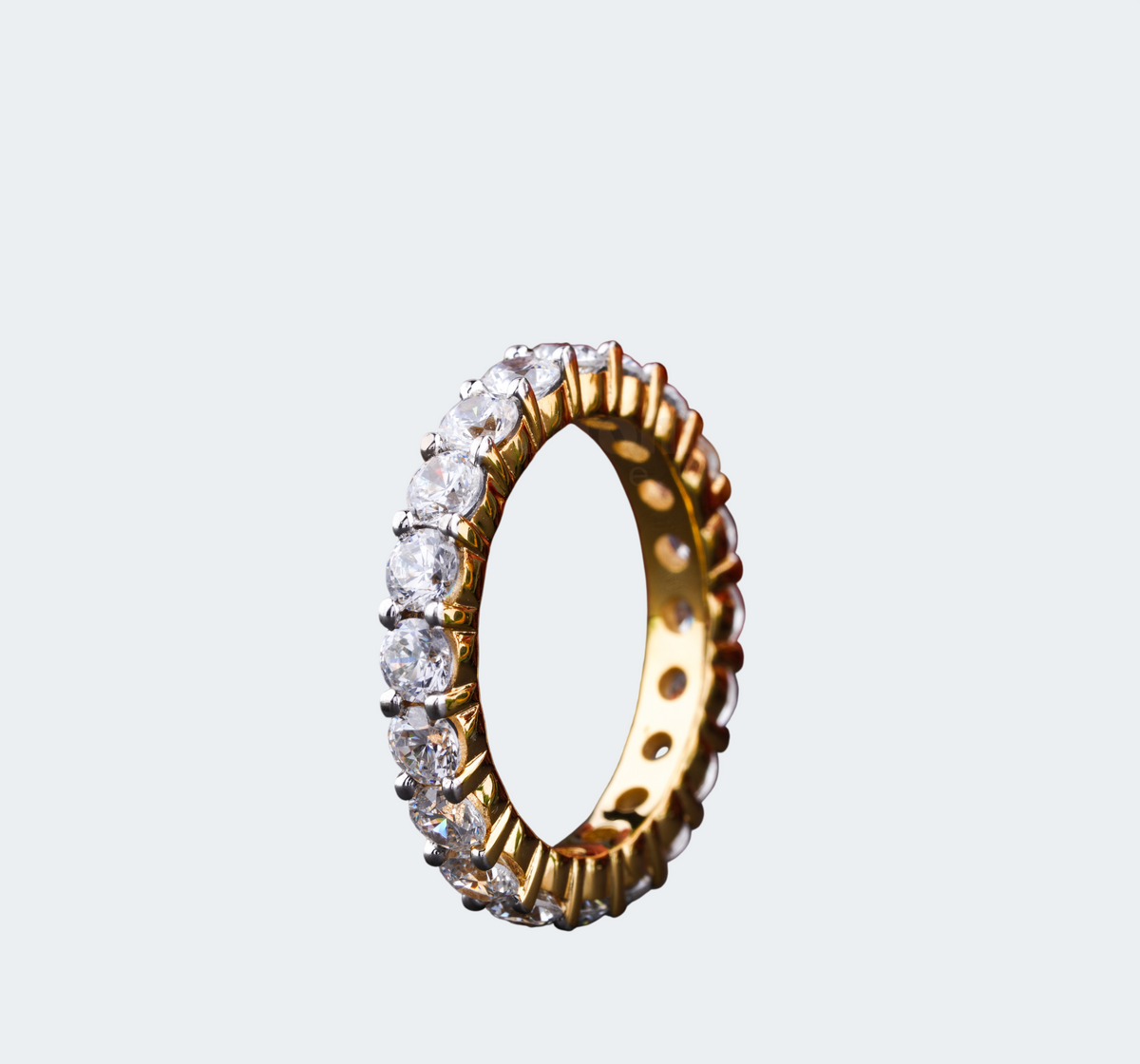 Moissanite Eternity Band - Classic Gold Plated Wedding Ring for Women
