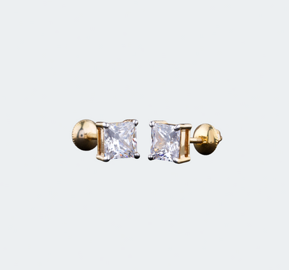 Princess Cut Moissanite Stud Earrings - Modern Square Dazzle - Gift For Her