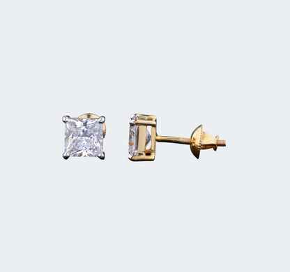 Princess Cut Moissanite Stud Earrings - Modern Square Dazzle - Gift For Her