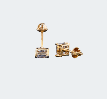 Princess Cut Moissanite Stud Earrings - Modern Square Dazzle - Gift For Her