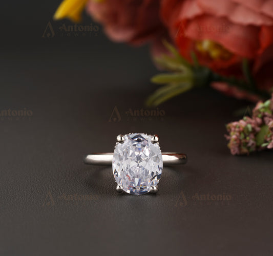 2.00 Ct Cushion Cut Moissanite Engagement Ring , Cushion Cut Solitaire Ring , Solid 14k Rose Gold Ring
