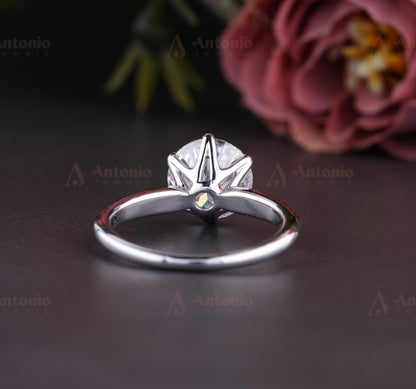 Round engagement ring Gold ring Silver ring Promise ring Diamond ring Moissanite ring