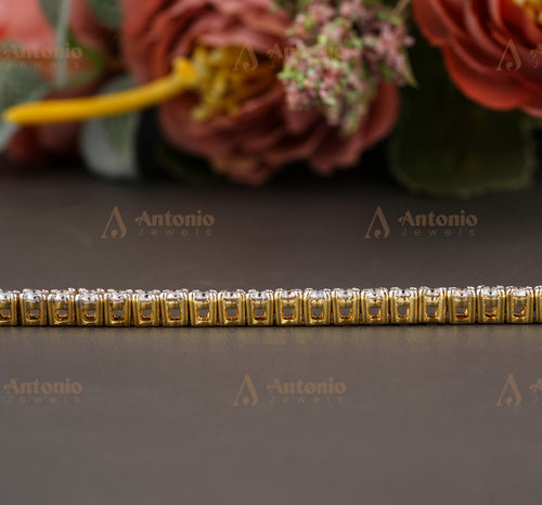 Classic Yellow Gold Plated Moissanite Tennis Bracelet - Women's Fine Jewelry