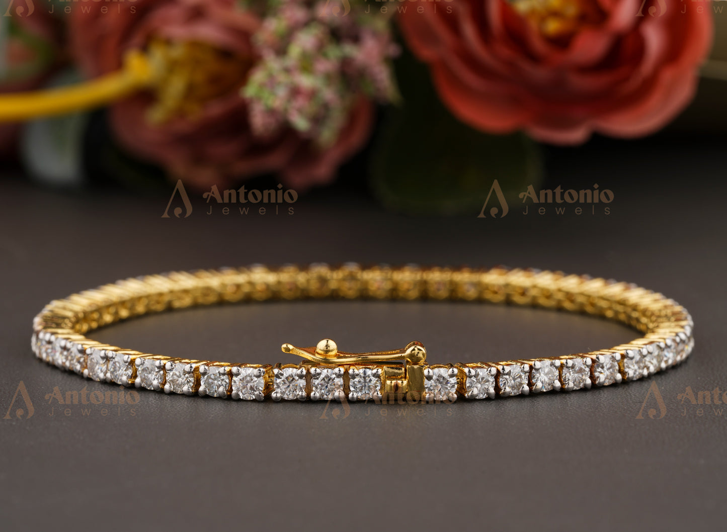 2.6MM Tennis Bracelet, 14K Yellow Gold Tennis Bracelet