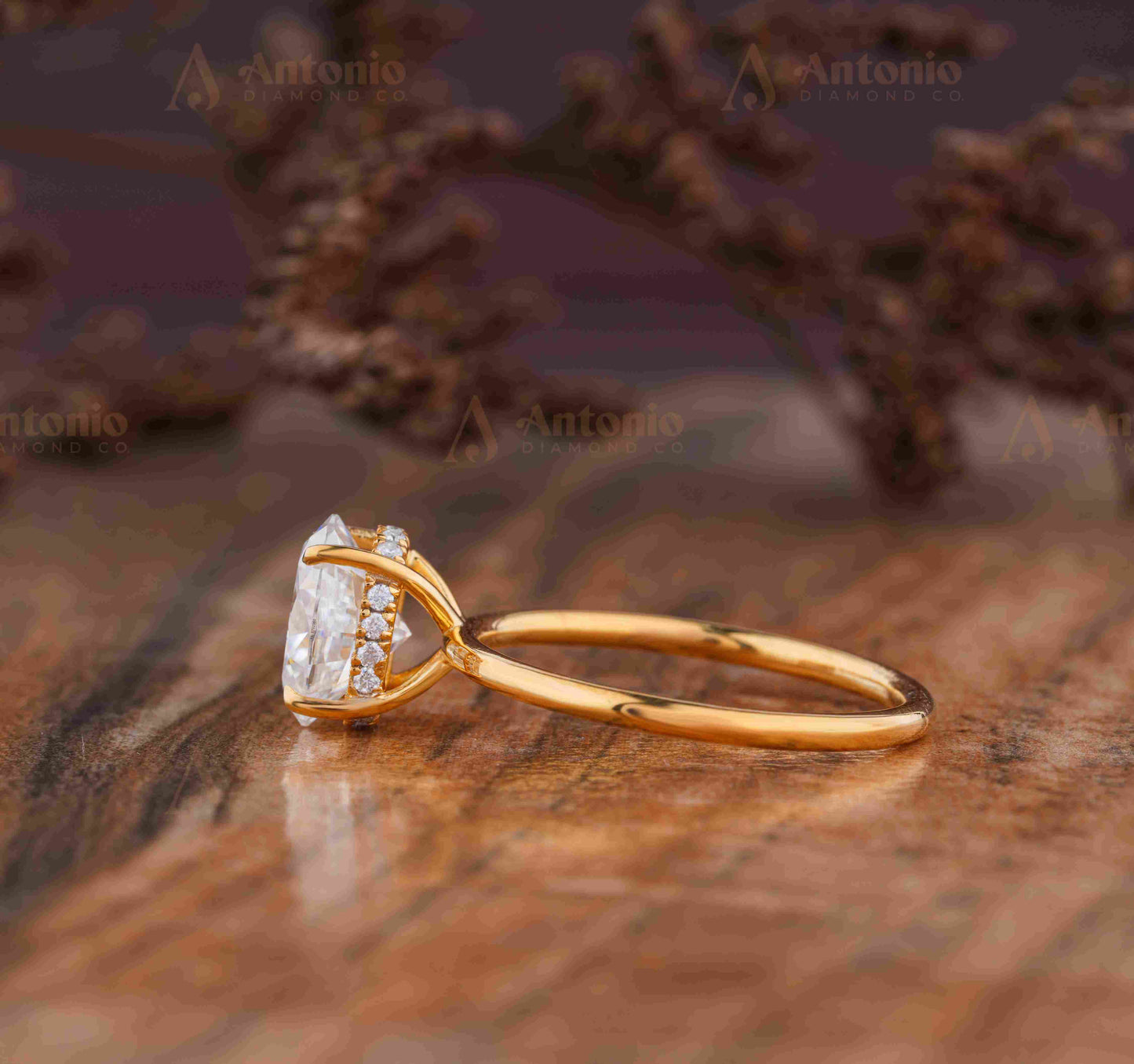 14k Solid Gold Oval Lab Grown Diamond Solitaire Engagement Ring for Women.