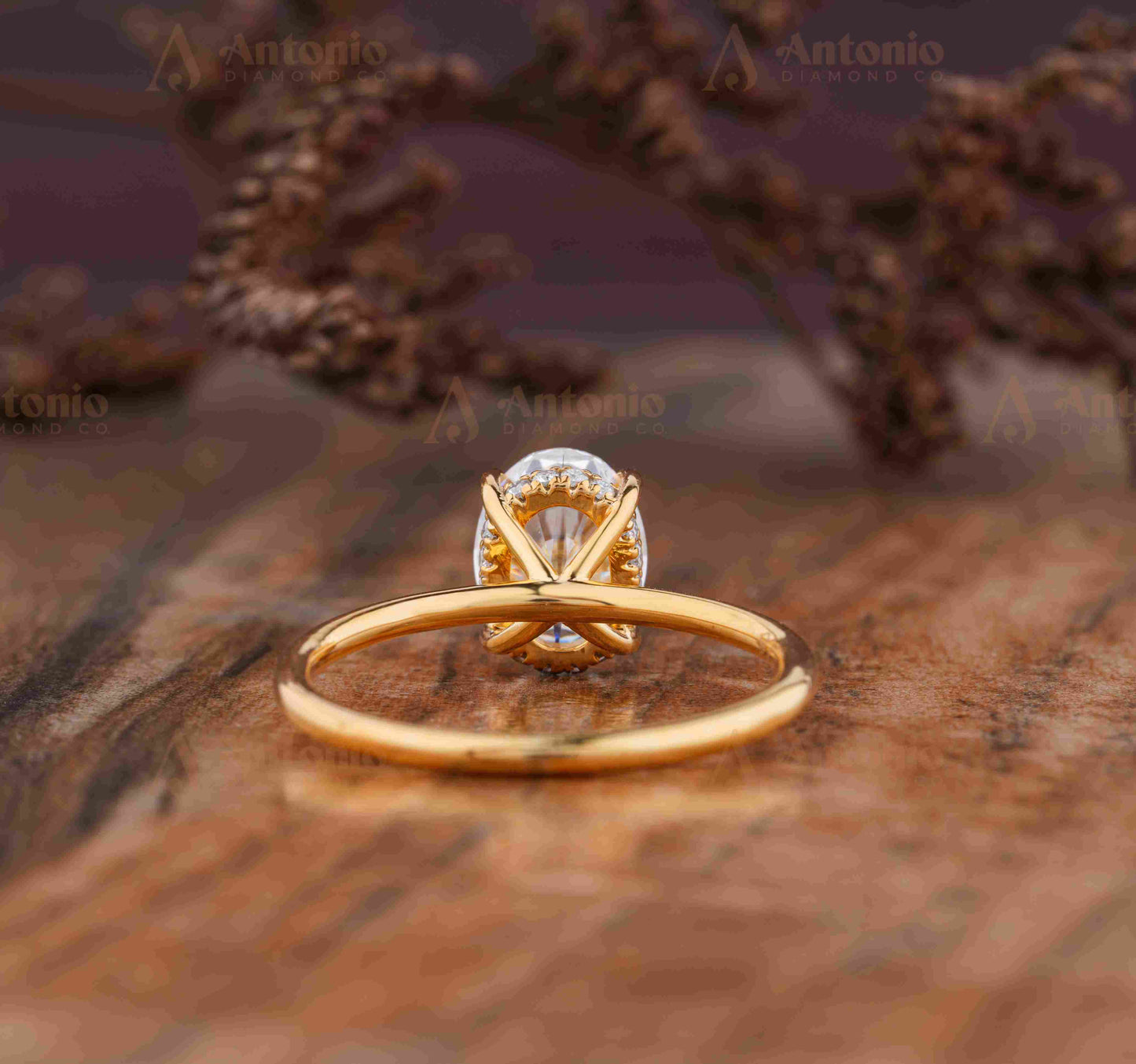 14k Solid Gold Oval Lab Grown Diamond Solitaire Engagement Ring for Women.