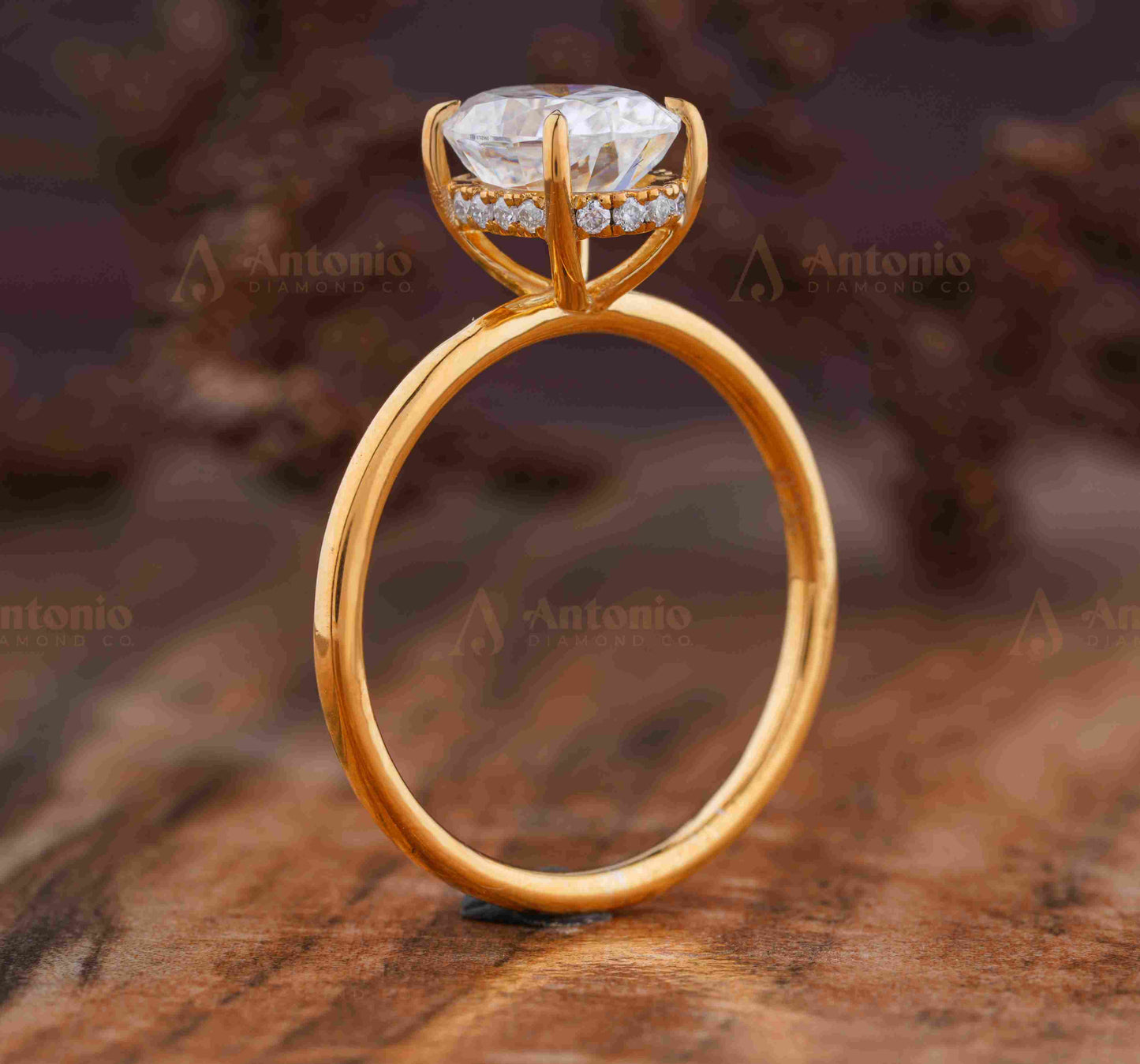 14k Solid Gold Oval Lab Grown Diamond Solitaire Engagement Ring for Women.