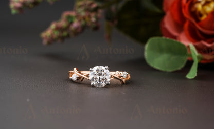 Dainty Twig Engagement Ring, Moissanite Twig Ring, Twig Wedding Ring