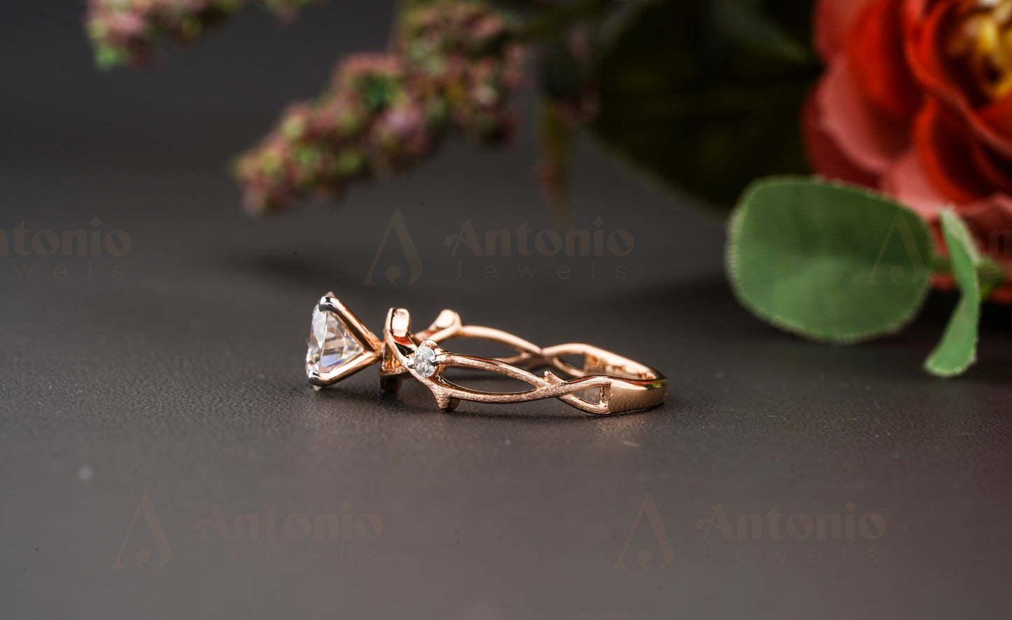 Dainty Twig Engagement Ring, Moissanite Twig Ring, Twig Wedding Ring