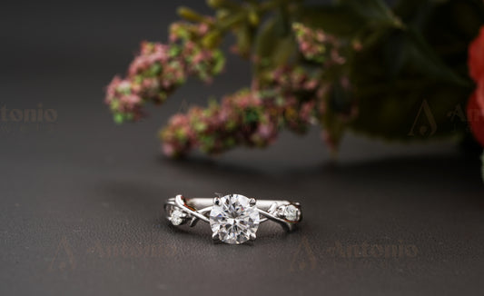 Nature Engagement Ring, Moissanite Twig Ring, 1 CT Dainty Twig Engagement Ring