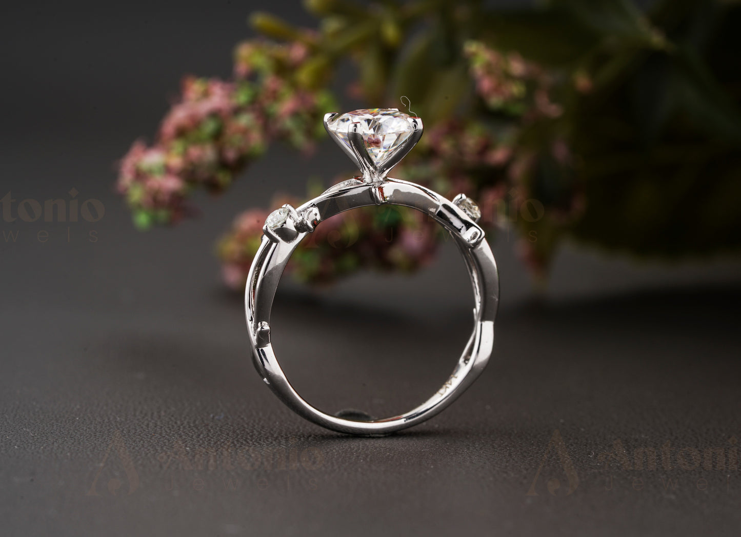 Nature Engagement Ring, Moissanite Twig Ring, 1 CT Dainty Twig Engagement Ring