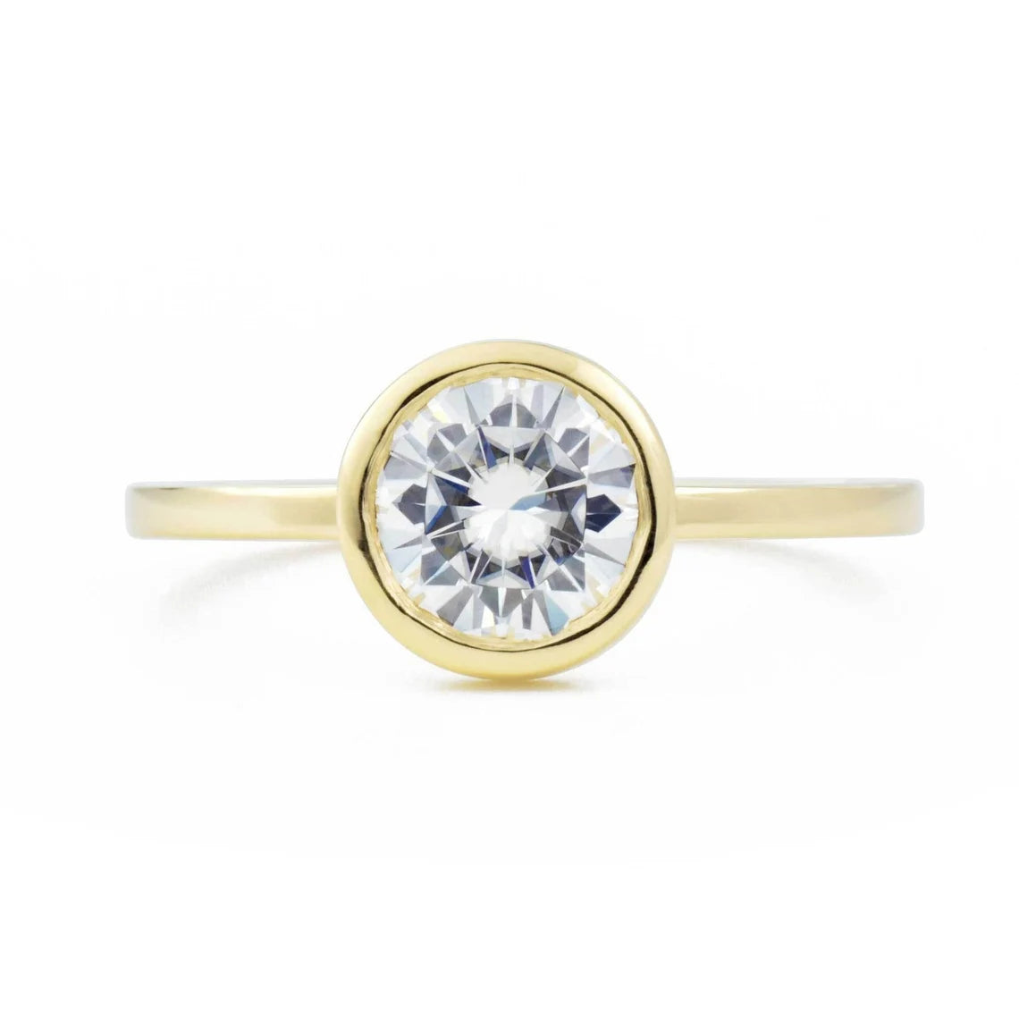 Bezal Setting Round Cut Moissanite Engagement Ring