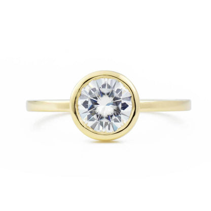 Bezal Setting Round Cut Moissanite Engagement Ring