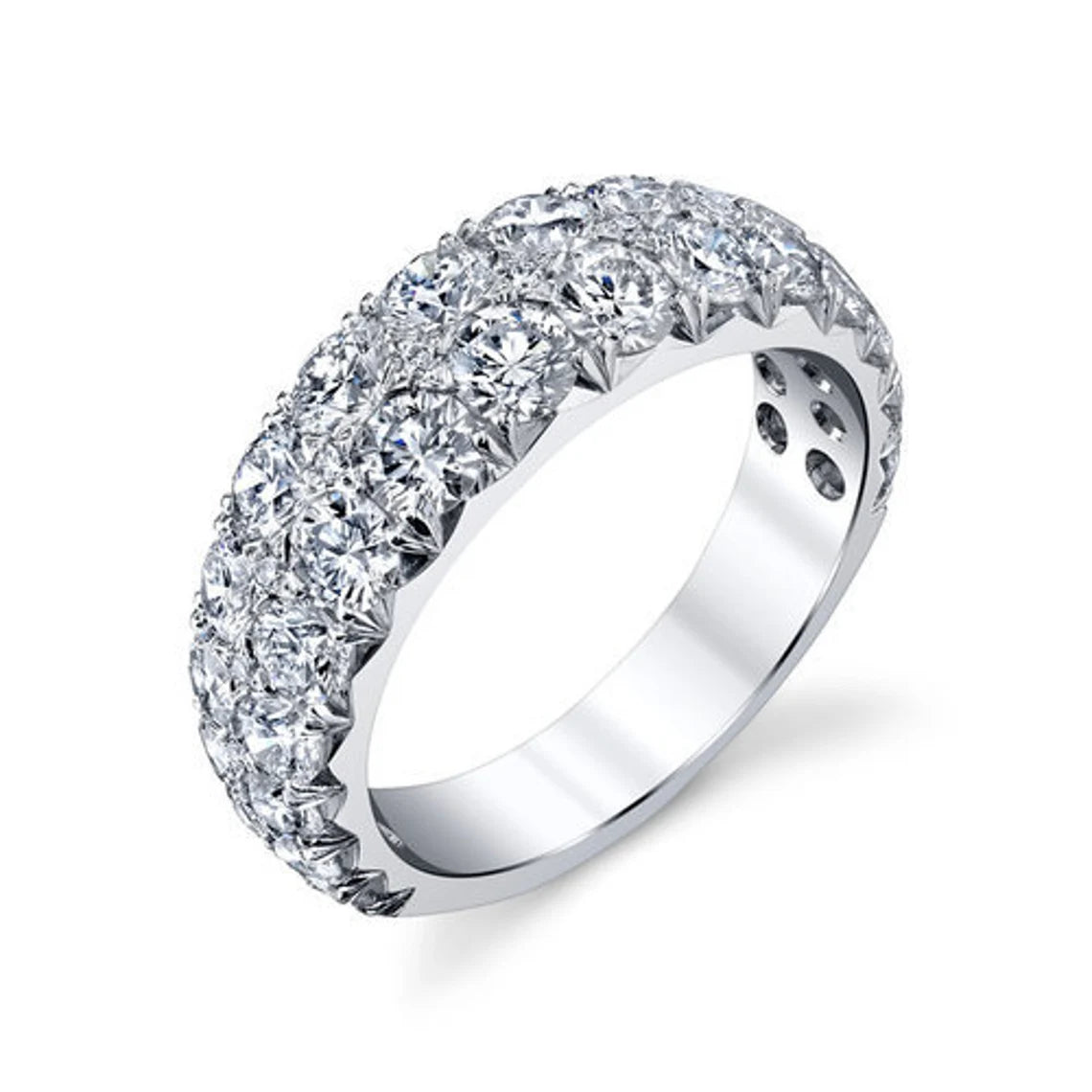 Round Full Eternity Coated Moissanite Wedding Band