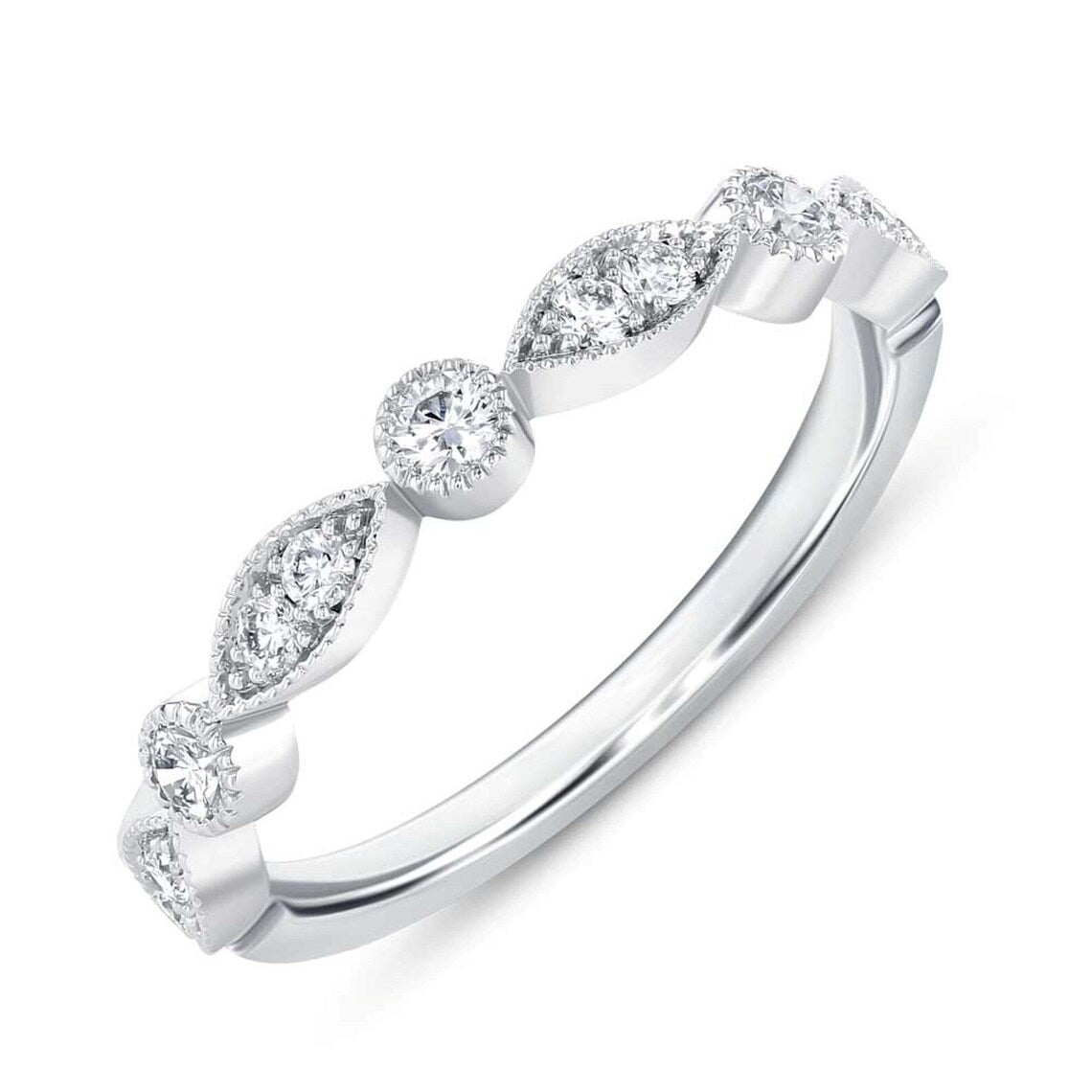 Half Eternity Milgrain Matching Moissanite Band